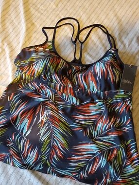 Mossimo Supply Co. Black Tropical Palm Print Swim Cami